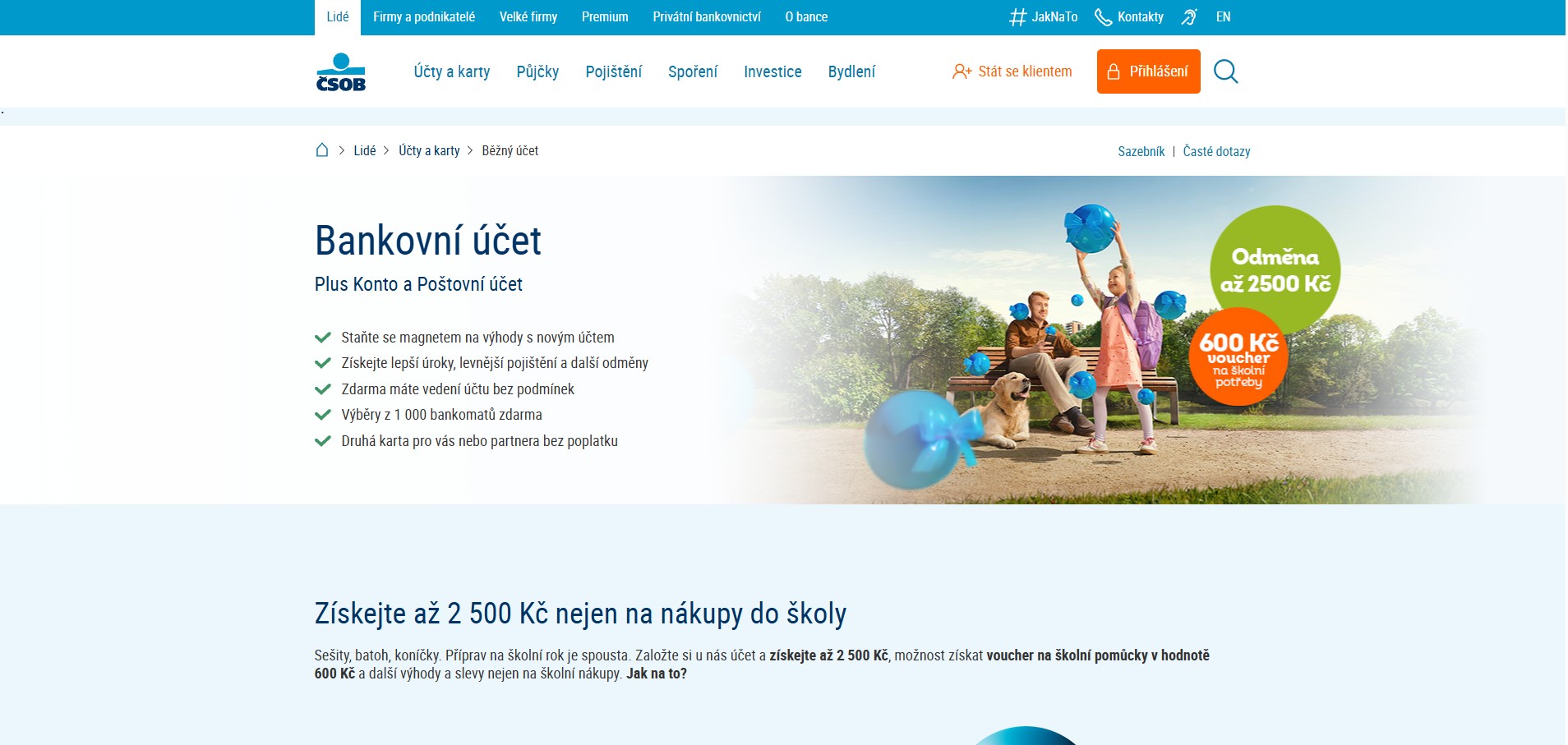 Jak získat odměnu 2 500 Kč a slevu na školní pomůcky u ČSOB
