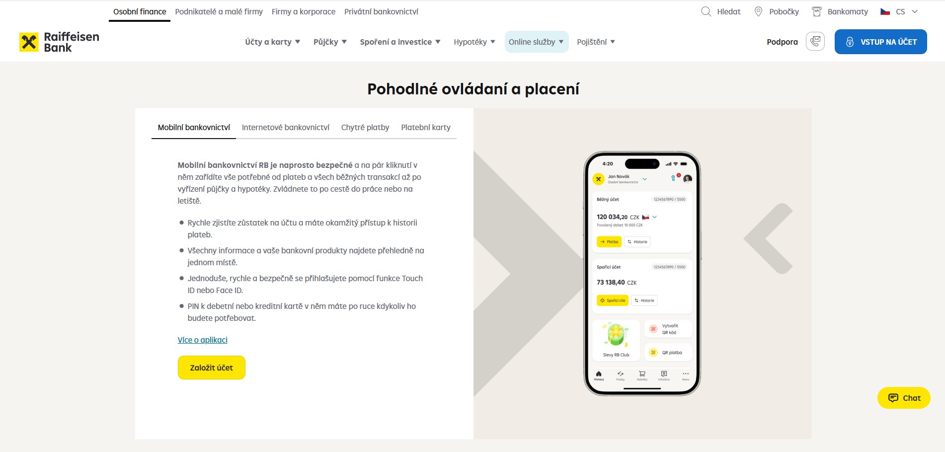 Založit účet přes mobil zvládnete během pár minut (Zdroj: Raiffeisenbank / VaseOdmeny)
